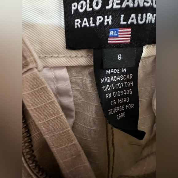 Kids Polo Ralph Lauren Pants Brown Cotton Drawstring Button Fly Size S(8) - Picture 12 of 16
